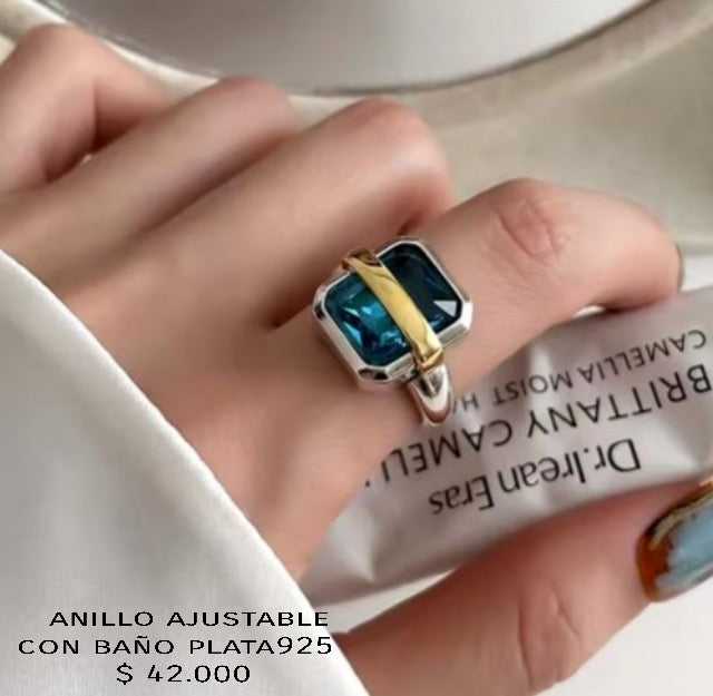 Anillo ajustable con baño de plata925
