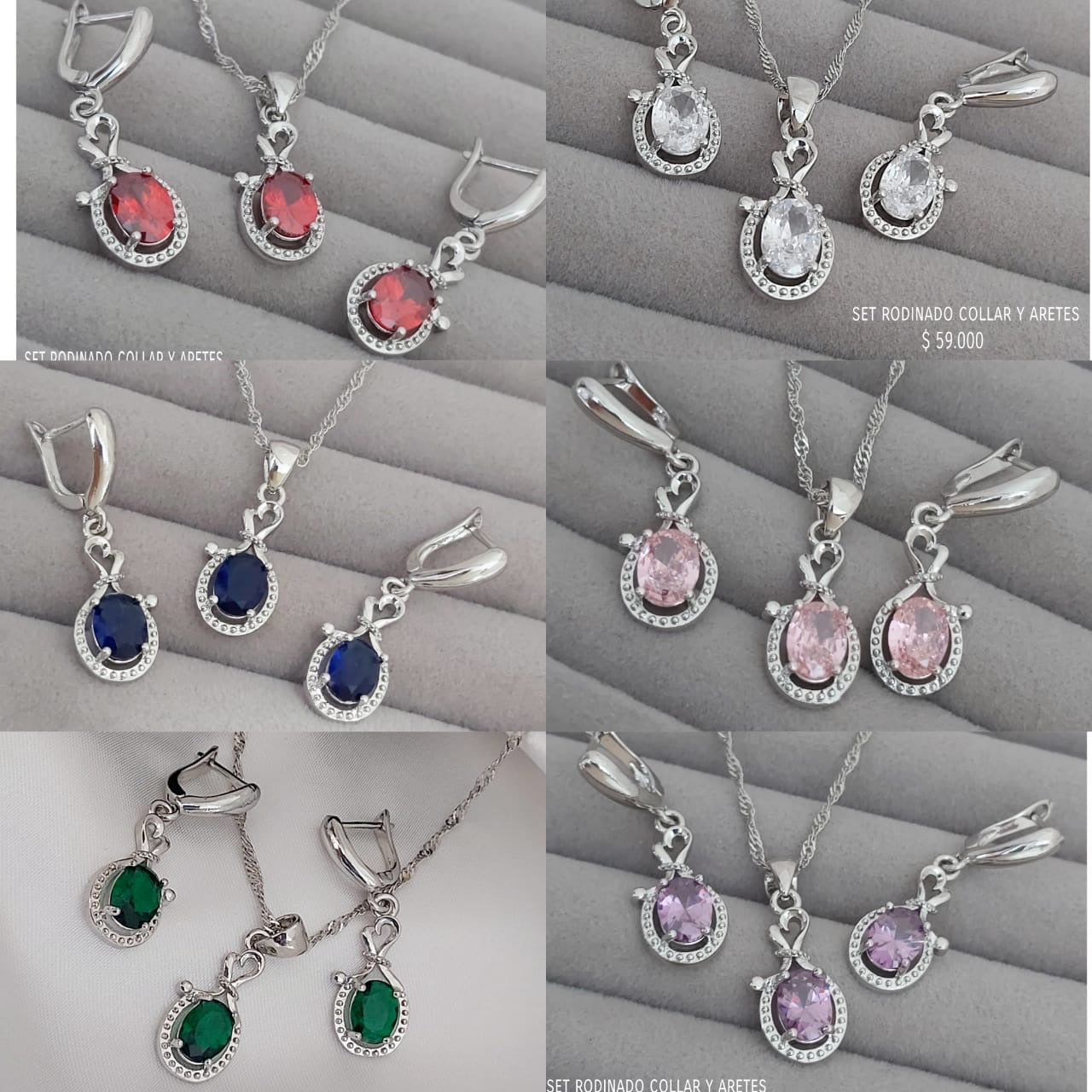 Set collar y aretes rodinados