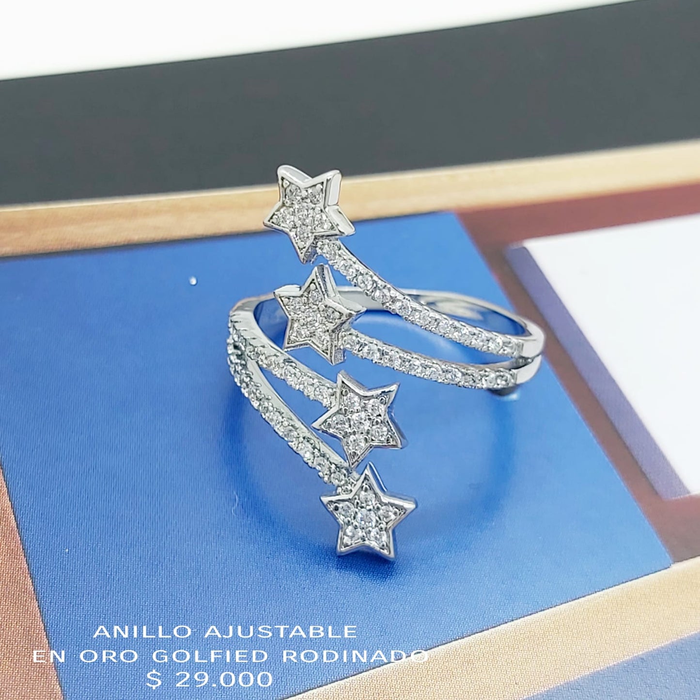 Anillo ajustable de oro golfield rodinado