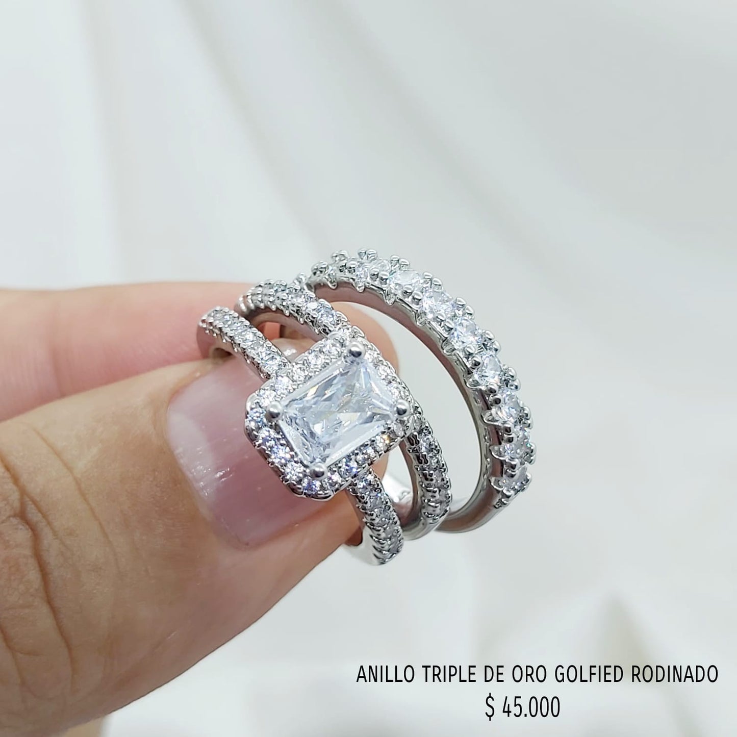 Anillo triple de oro golfield rodinado