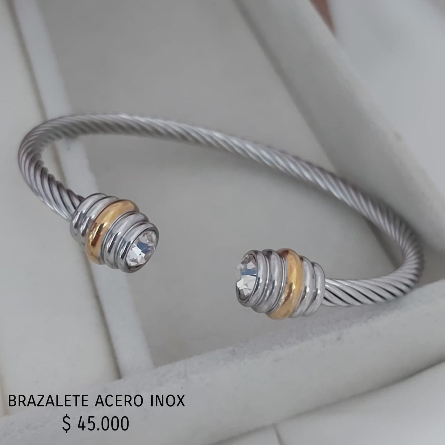 Brazalete acero inox baño oro18k