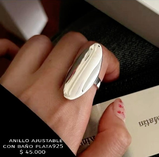 Anillo ajustable con baño plata925