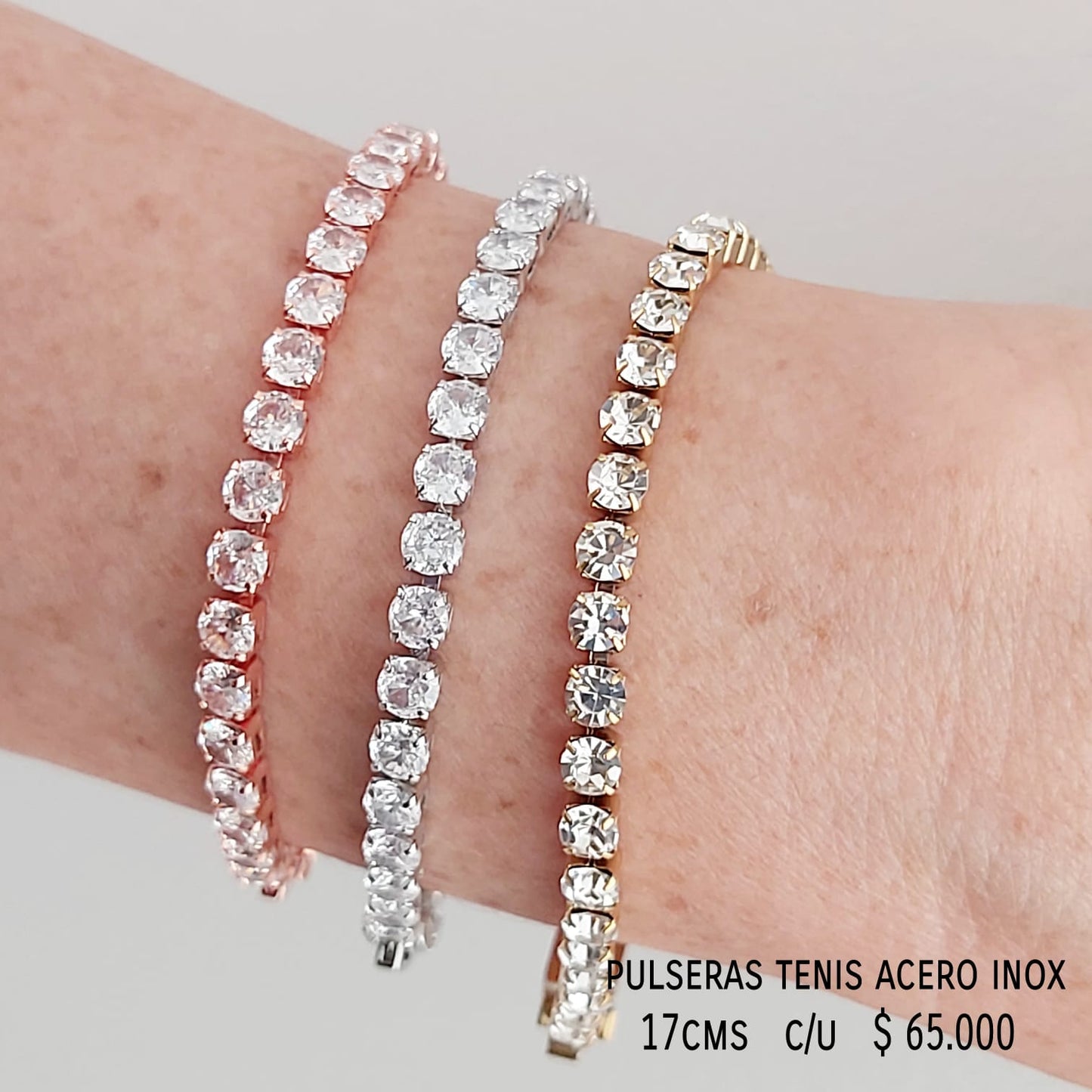 Pulsera tenis acero inox plateada