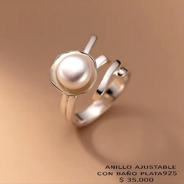 Anillo ajustable con baño plata925
