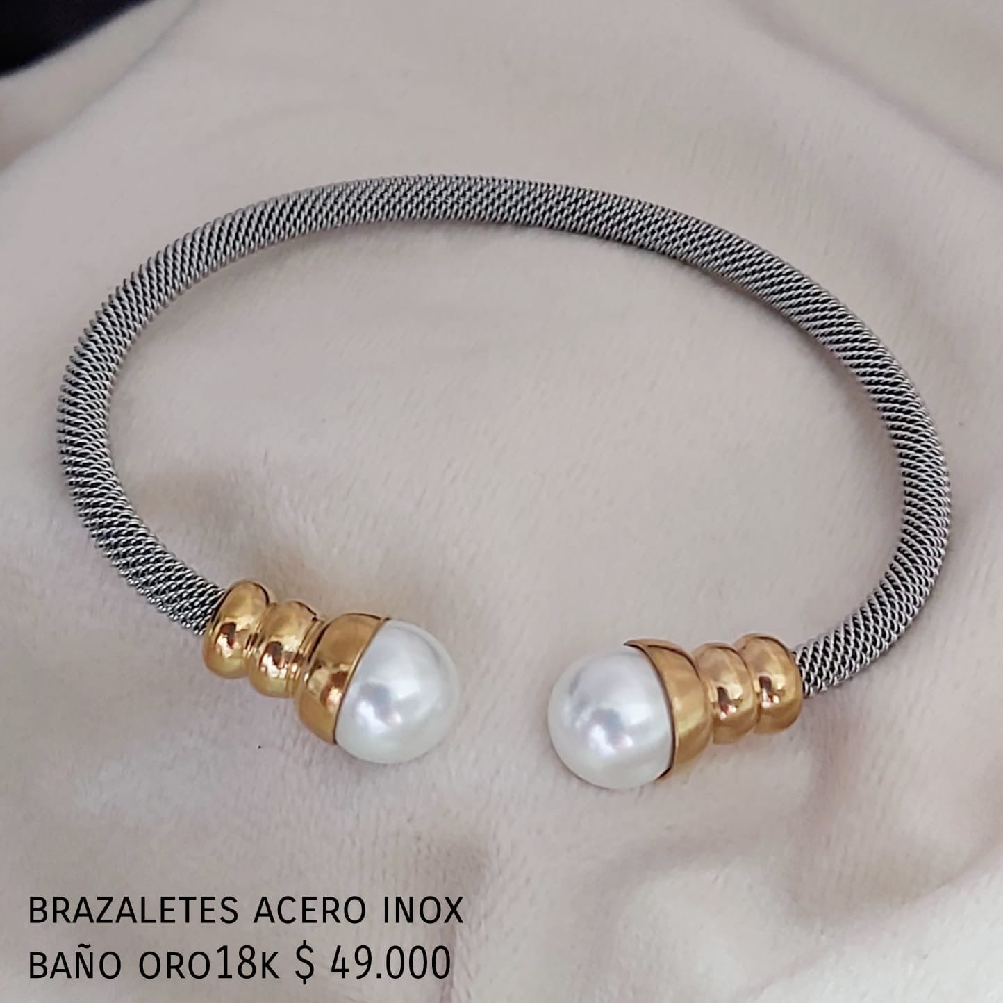 Brazalete acero inox baño oro18k