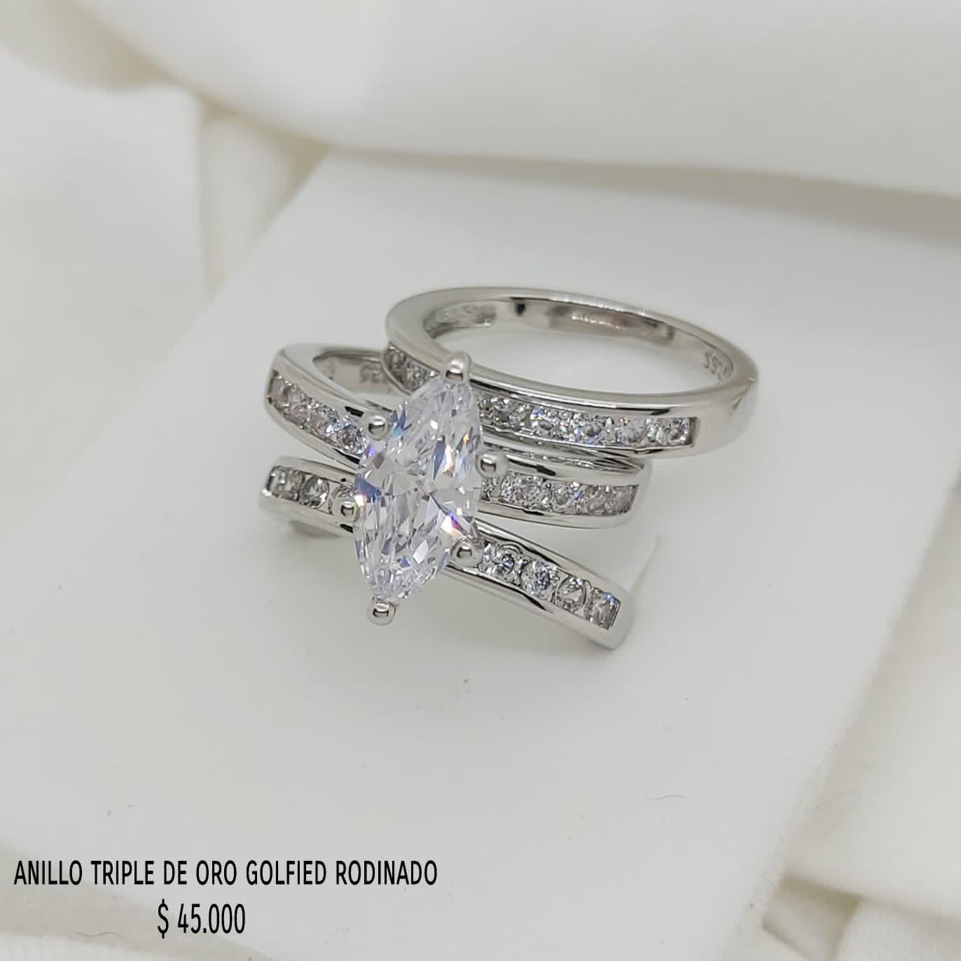 Anillo golfield rodinado con circónes