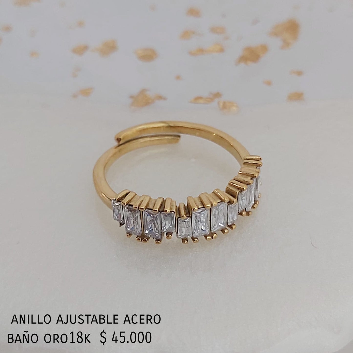 Anillo ajustable acero inox baño oro18k