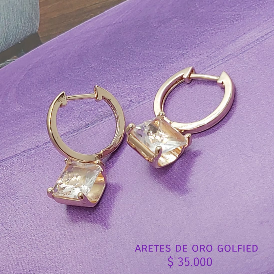Aretes de oro golfield rodinado
