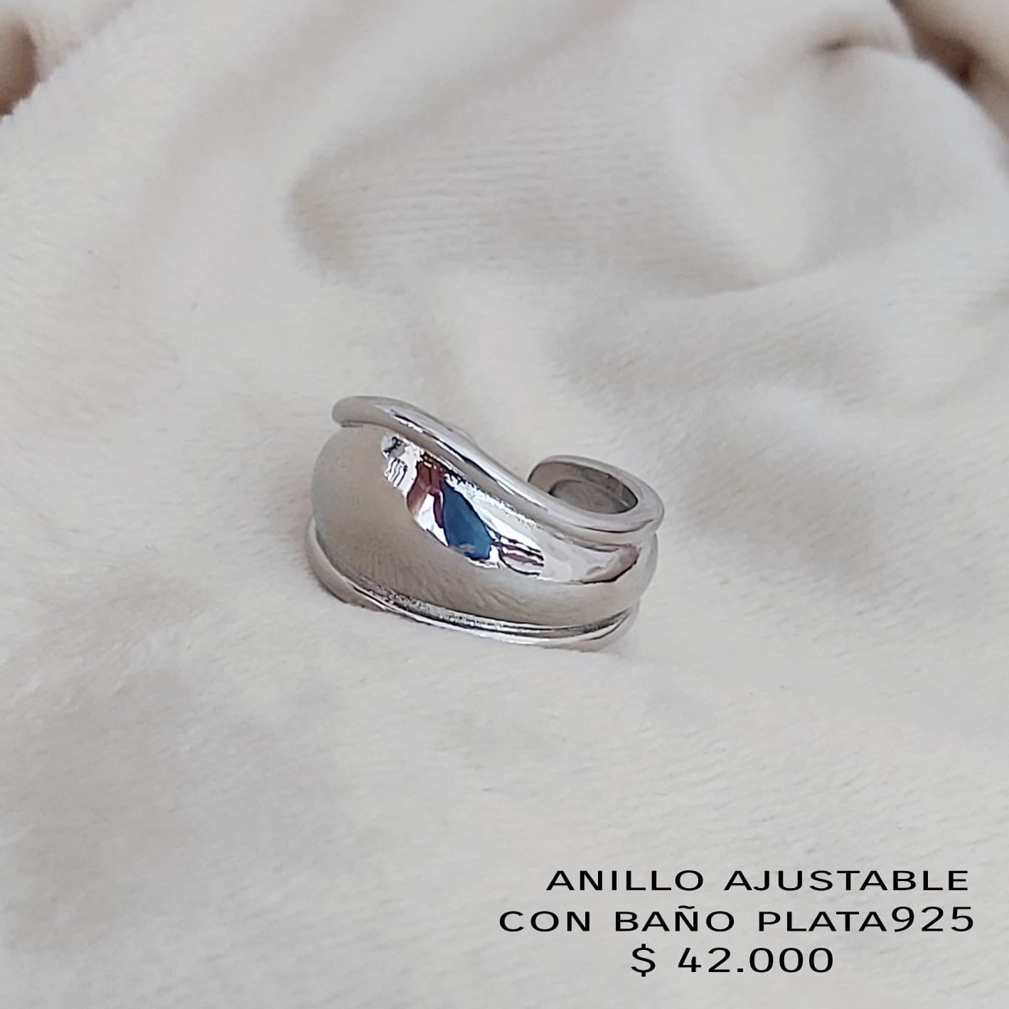 Anillo ajustable con baño plata925