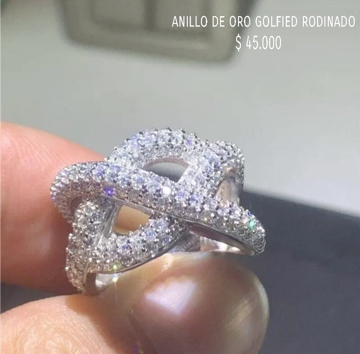 Anillo de oro golfield rodinado