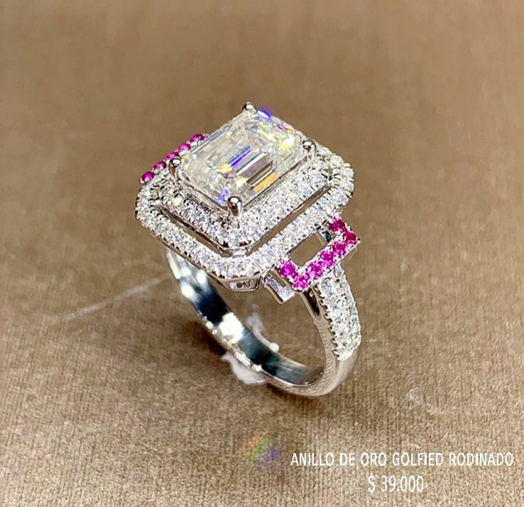 Anillo de oro golfield rodinado