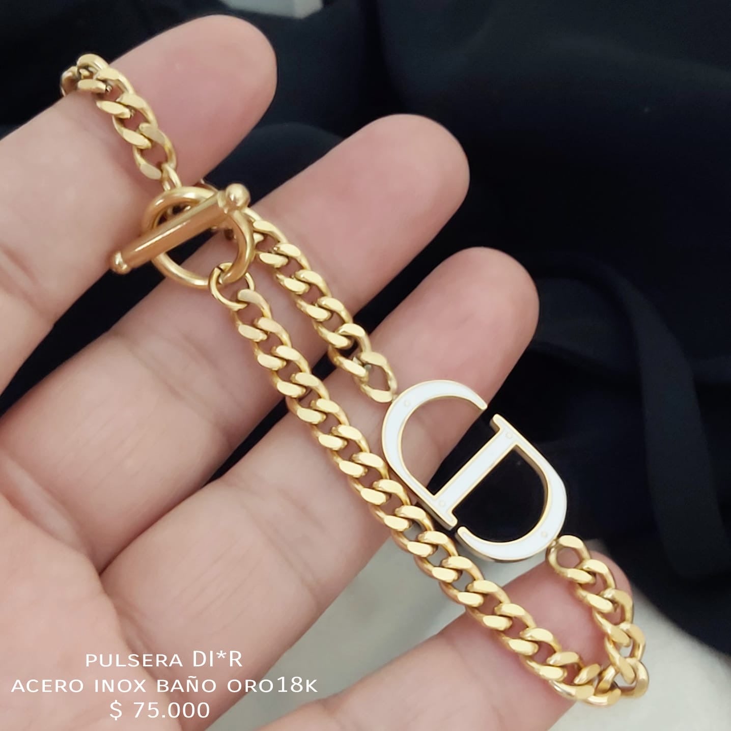 Pulsera DI*R acero inox baño oro 18k