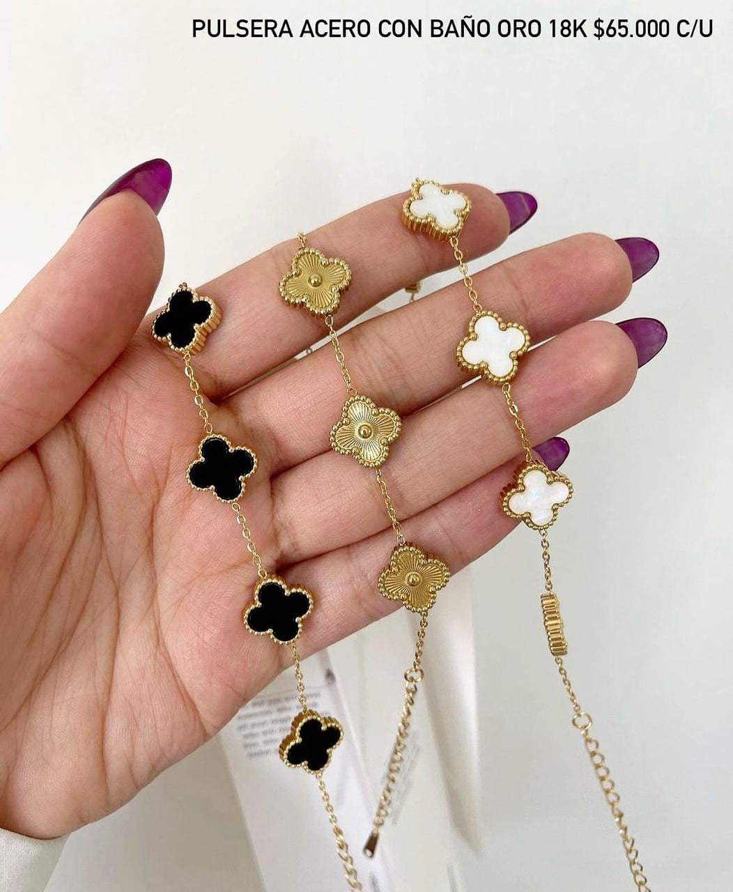 Pulsera acero inox baño oro18k