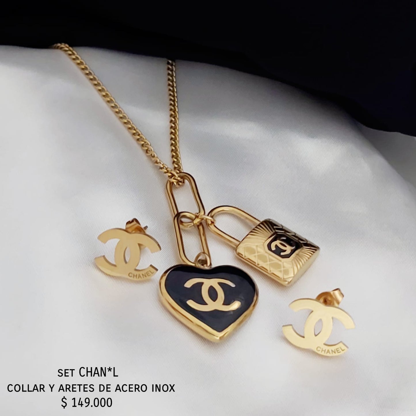 Set CHAN*L acero inox baño oro18k