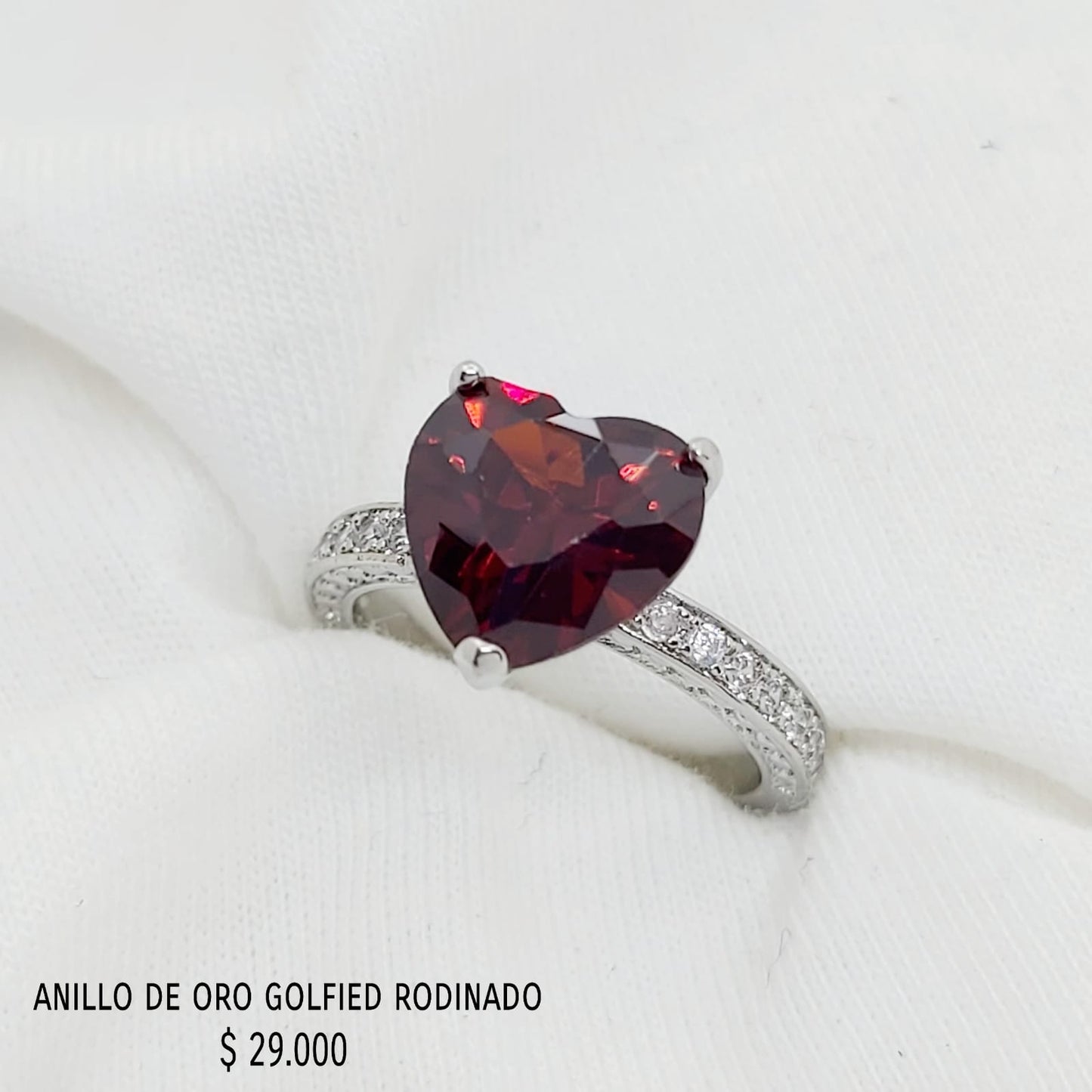 Anillo golfield rodinado con circónes