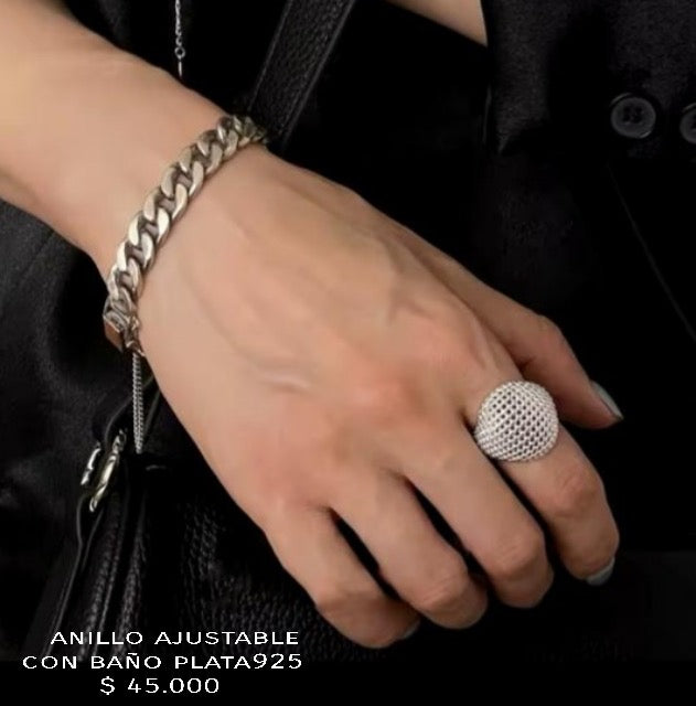 Anillo ajustable con baño plata925
