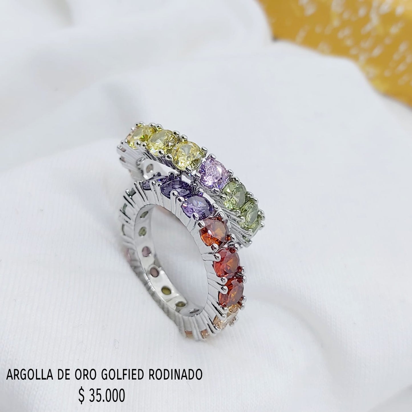 Anillo de oro golfield rodinado