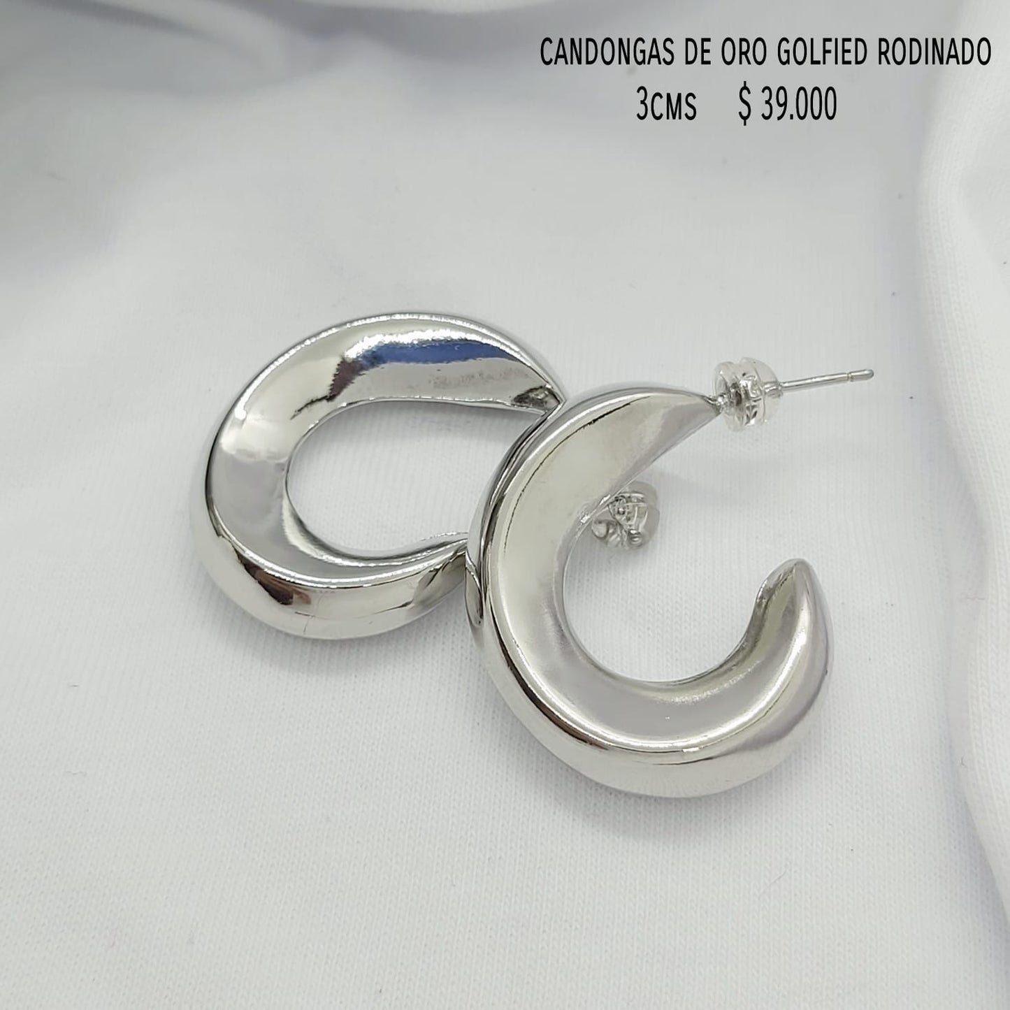 Candongas de oro golfield rodinado 3cms