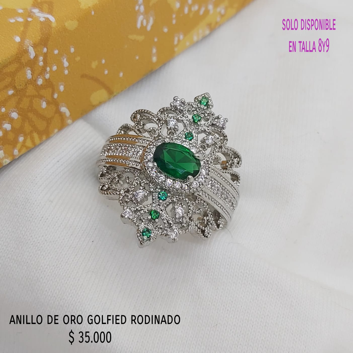 Anillo de oro golfield rodinado