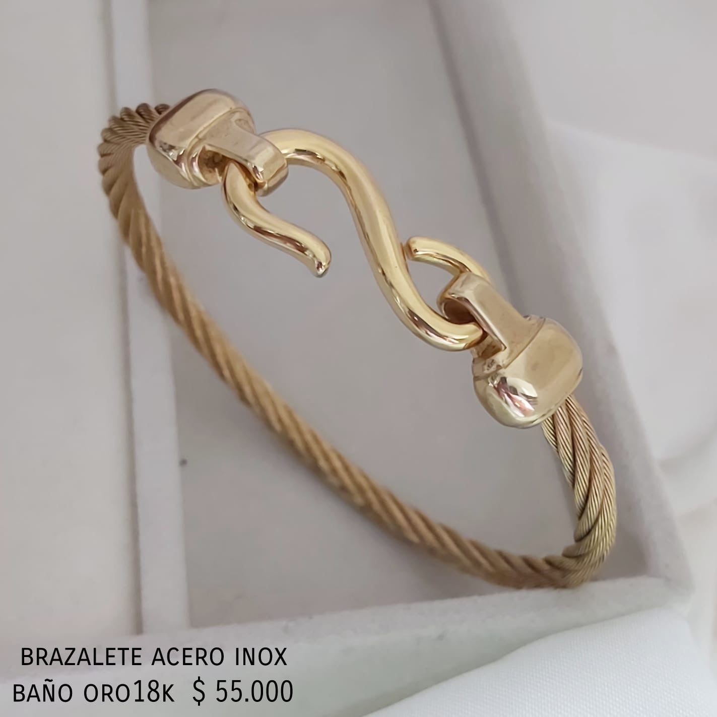Brazalete acero inox baño oro18k