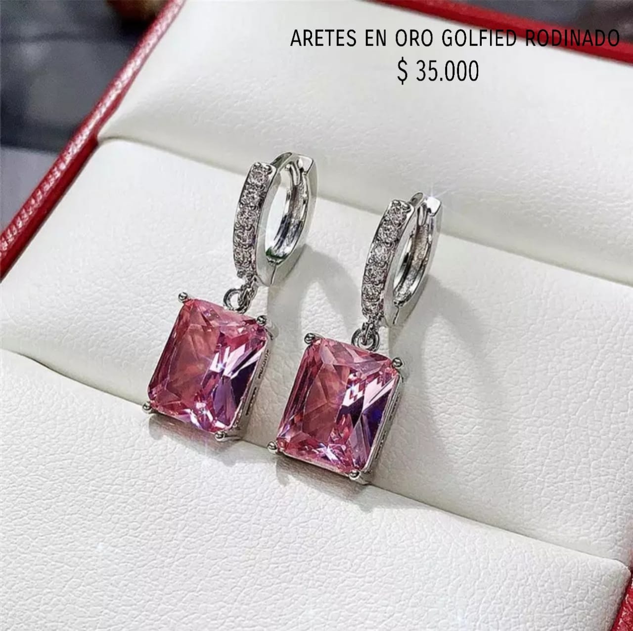 Aretes de oro golfield rodinado
