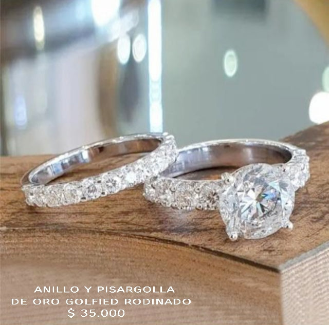 Anillo y pisargolla de oro Golfied