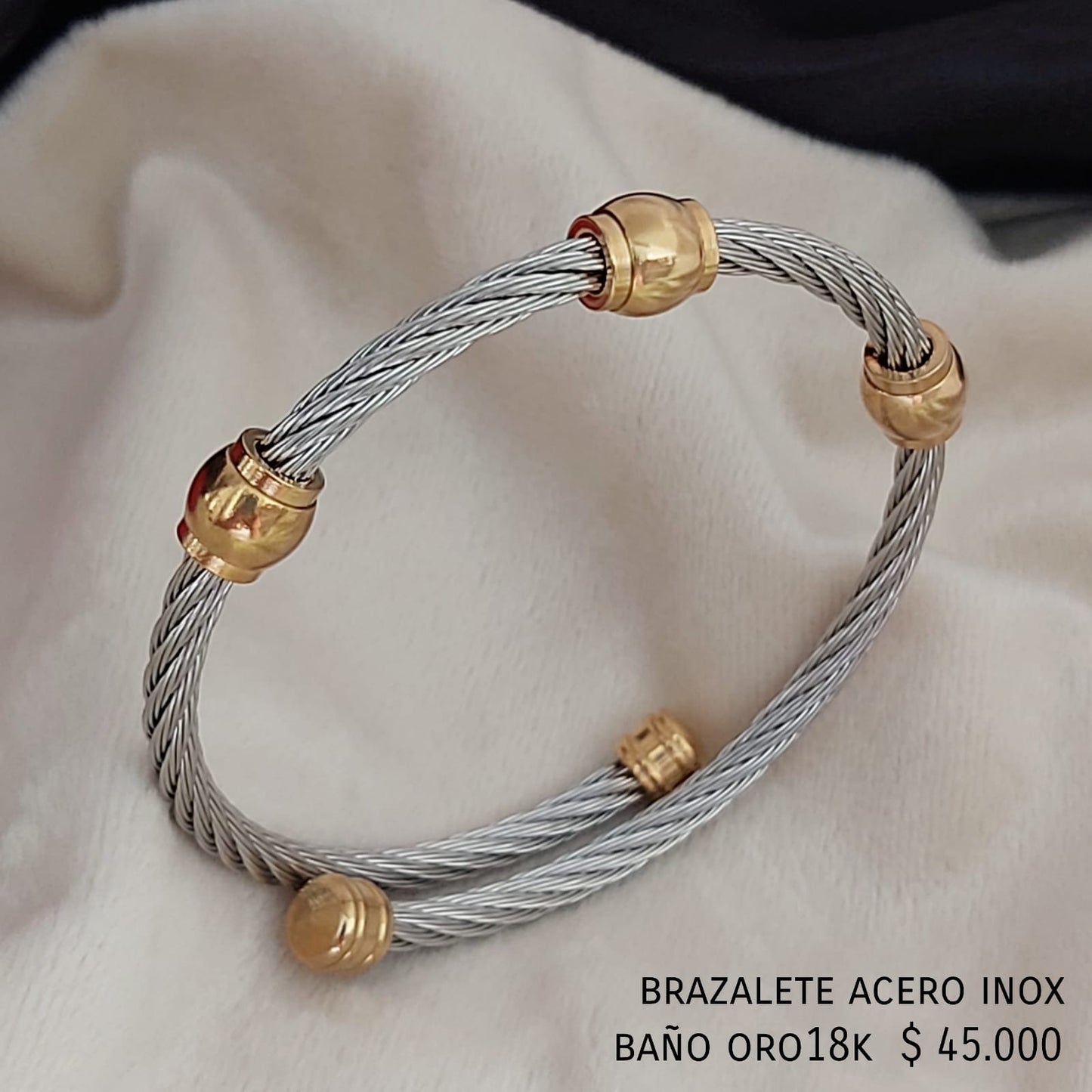 Brazalete acero inox baño oro18k