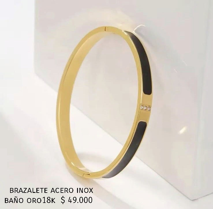 Brazalete acero inox baño oro18k