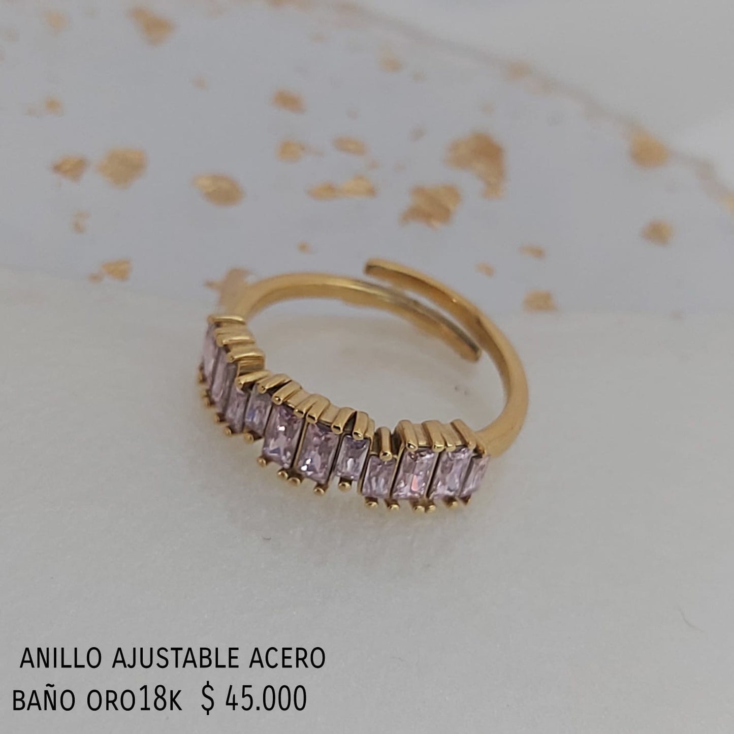 Anillo acero inox baño oro18k