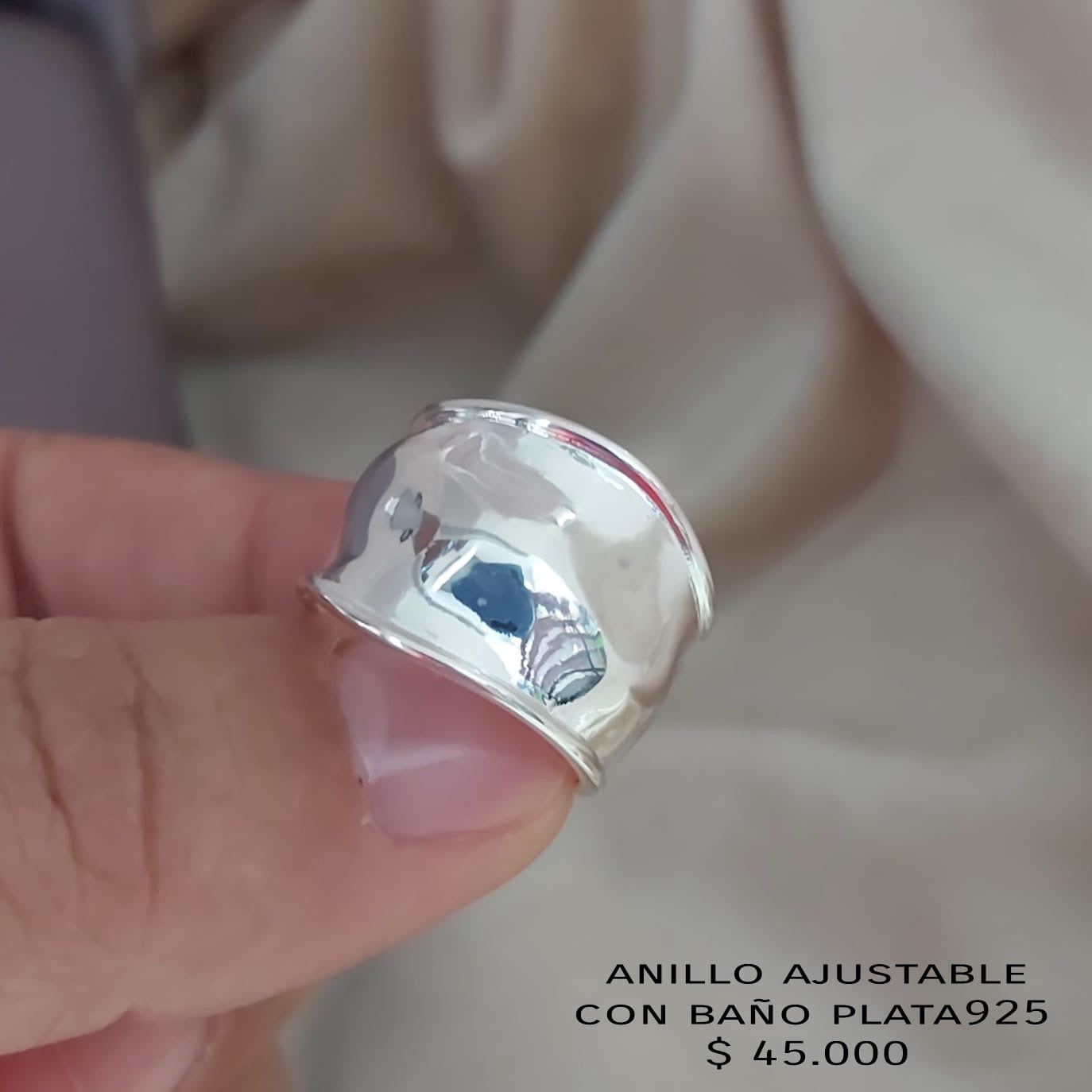 Anillo ajustable con baño plata925