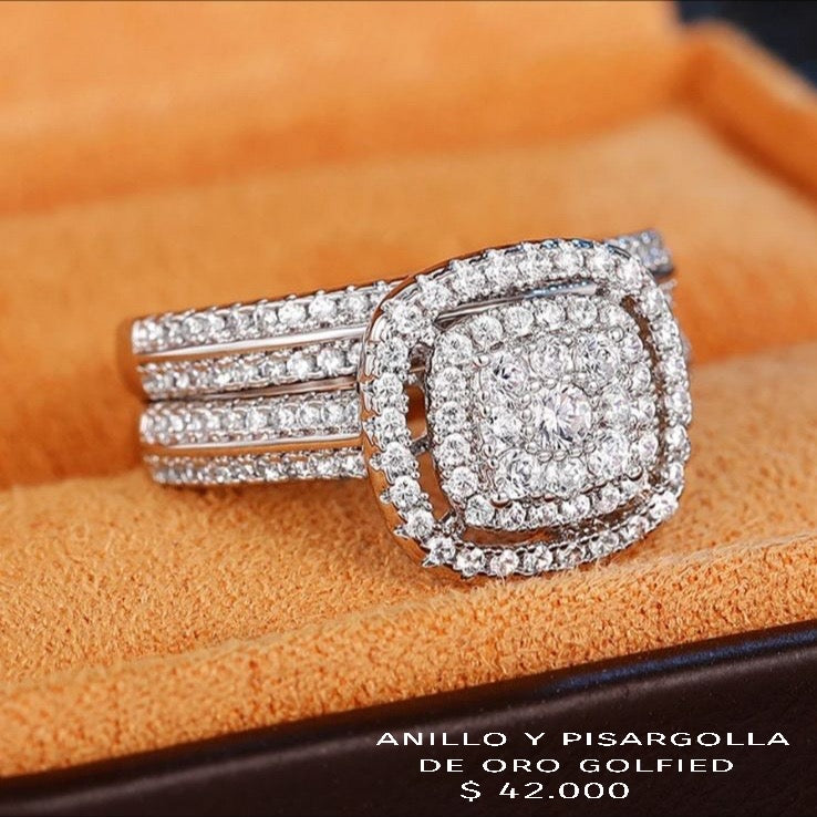 Anillo y pisargolla de oro golfied