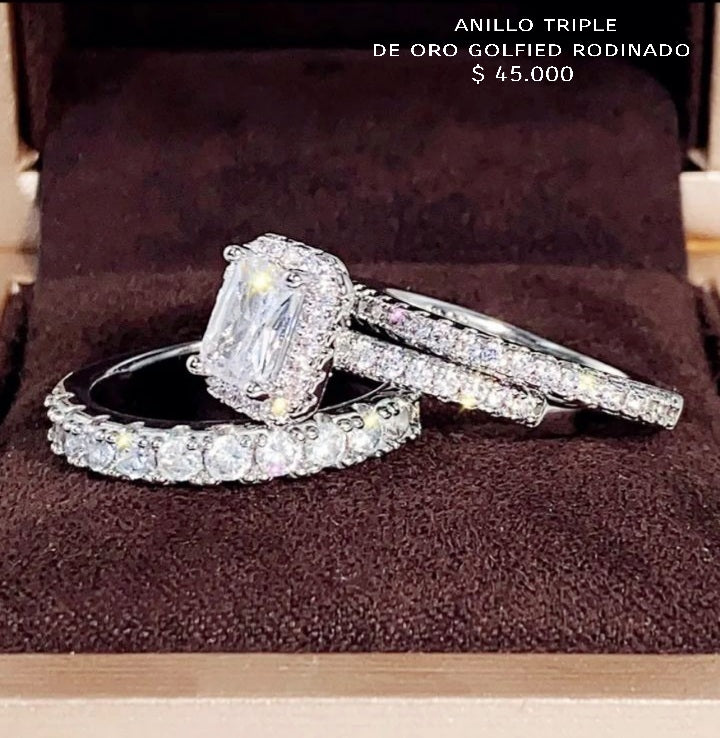 Anillo triple de oro golfield rodinado
