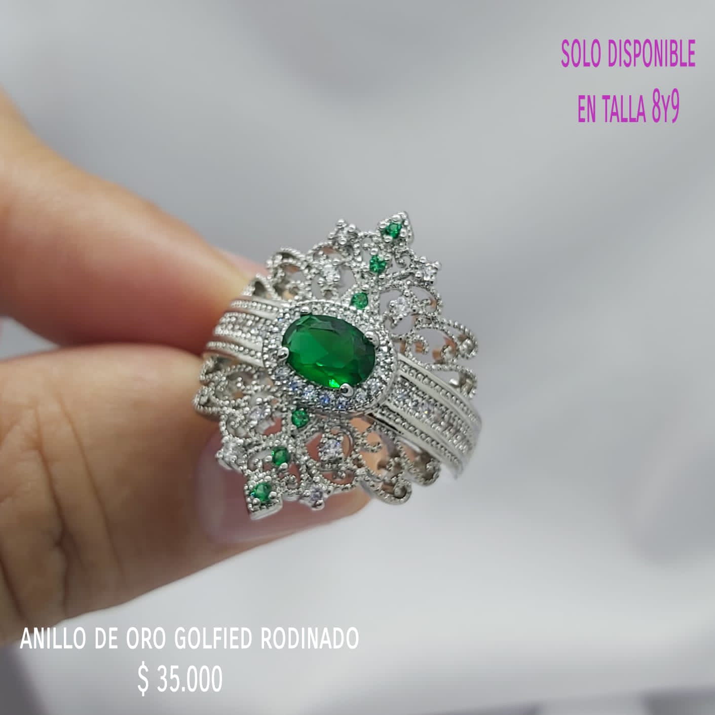 Anillo de oro golfield rodinado