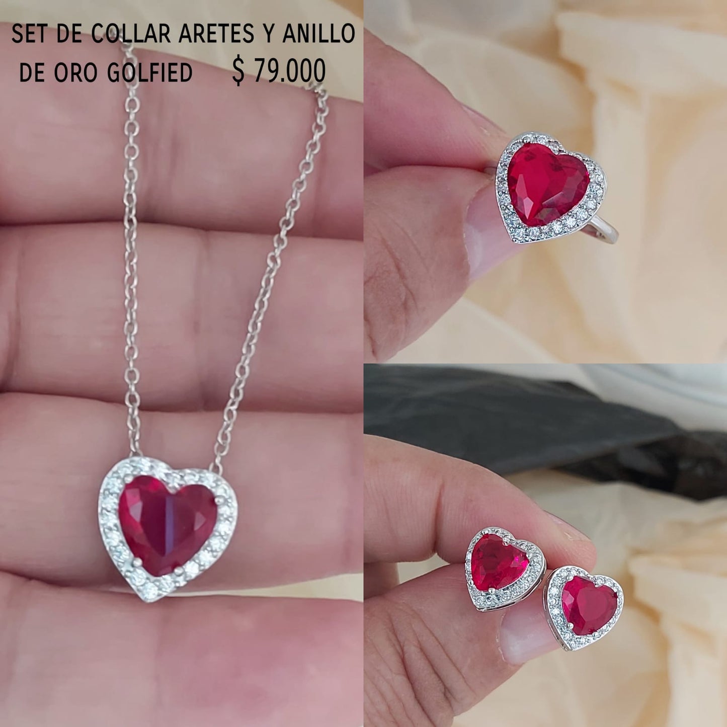 Set de collar aretes y anillo de oro golfield