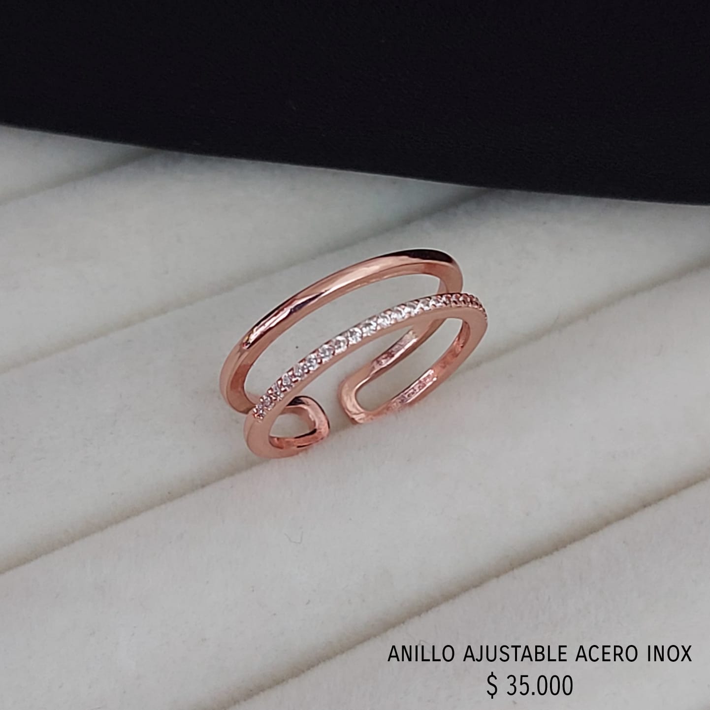 Anillo ajustable acero inox oro rosa