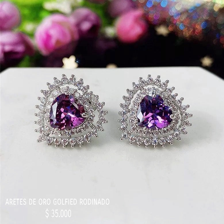 Aretes de oro golfield rodinado