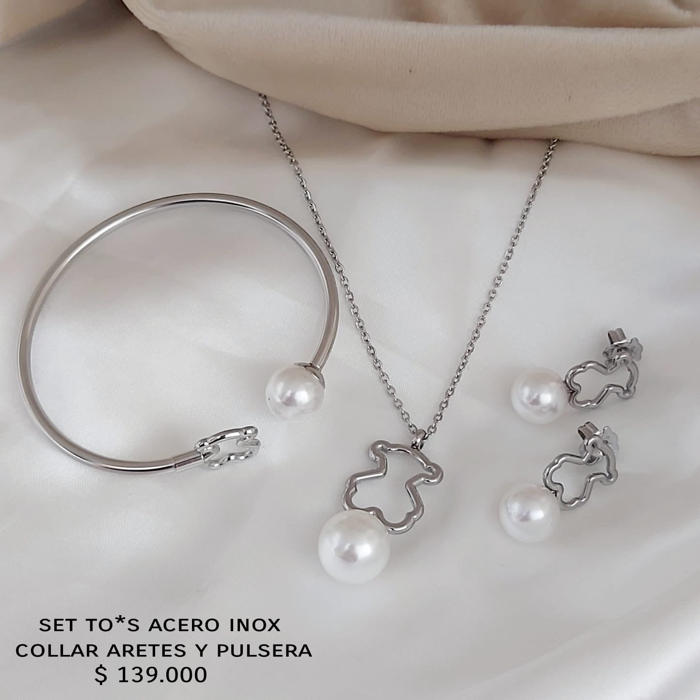 Set to*s acero inox collar aretes pulsera