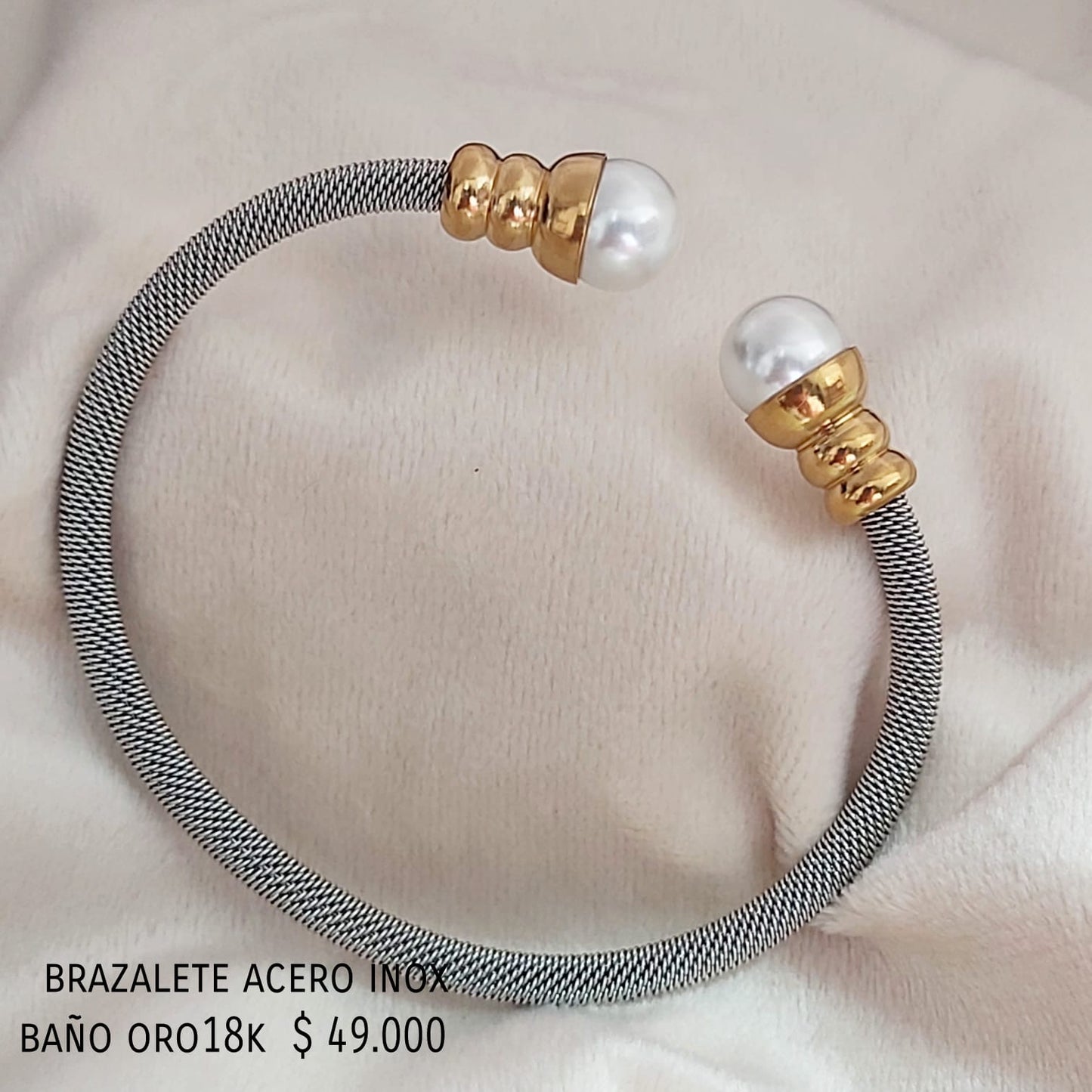Brazalete acero inox baño oro18k