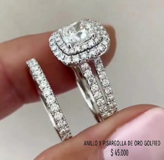 Anillo y pisargolla de oro golfield