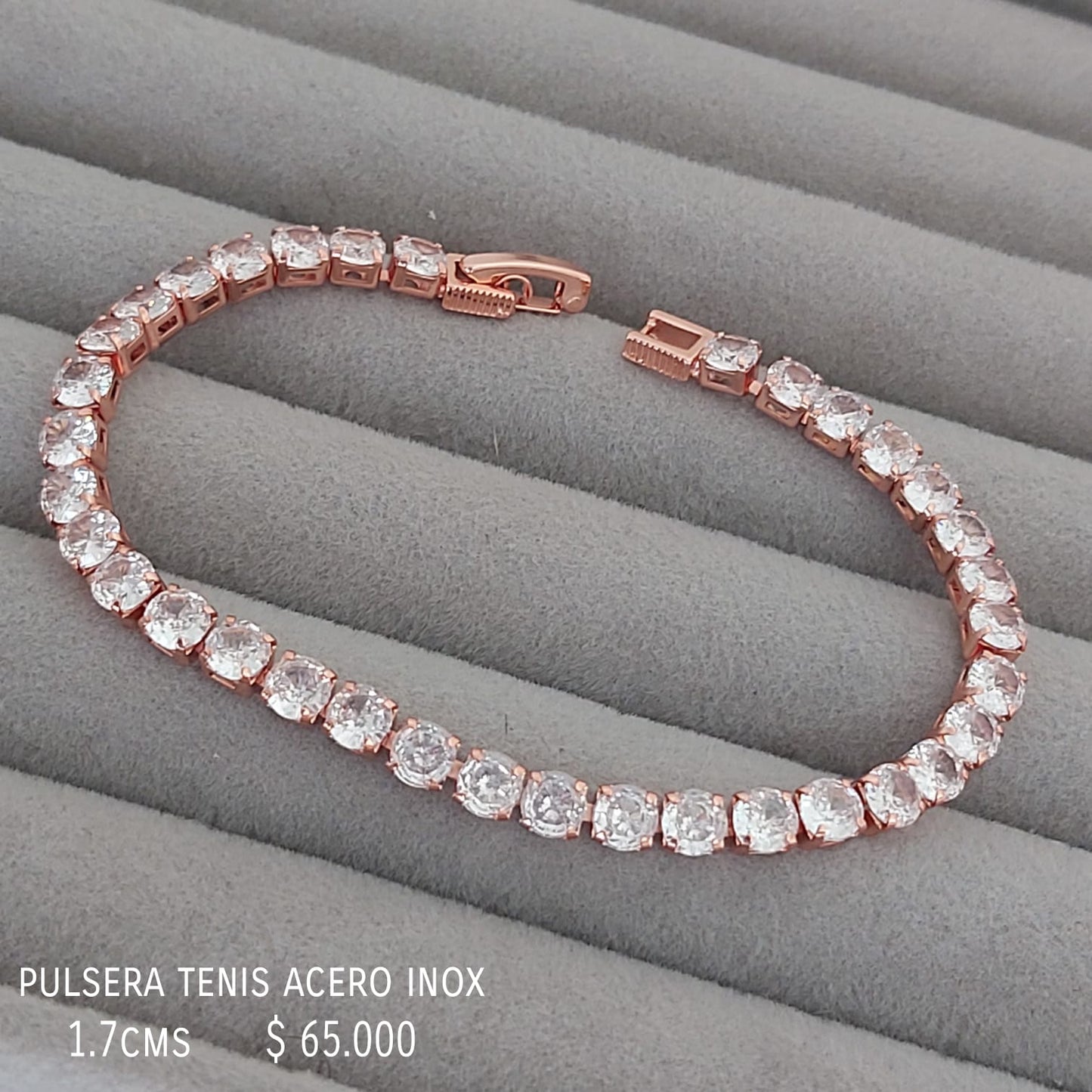 Pulsera tenis acero inox rosa