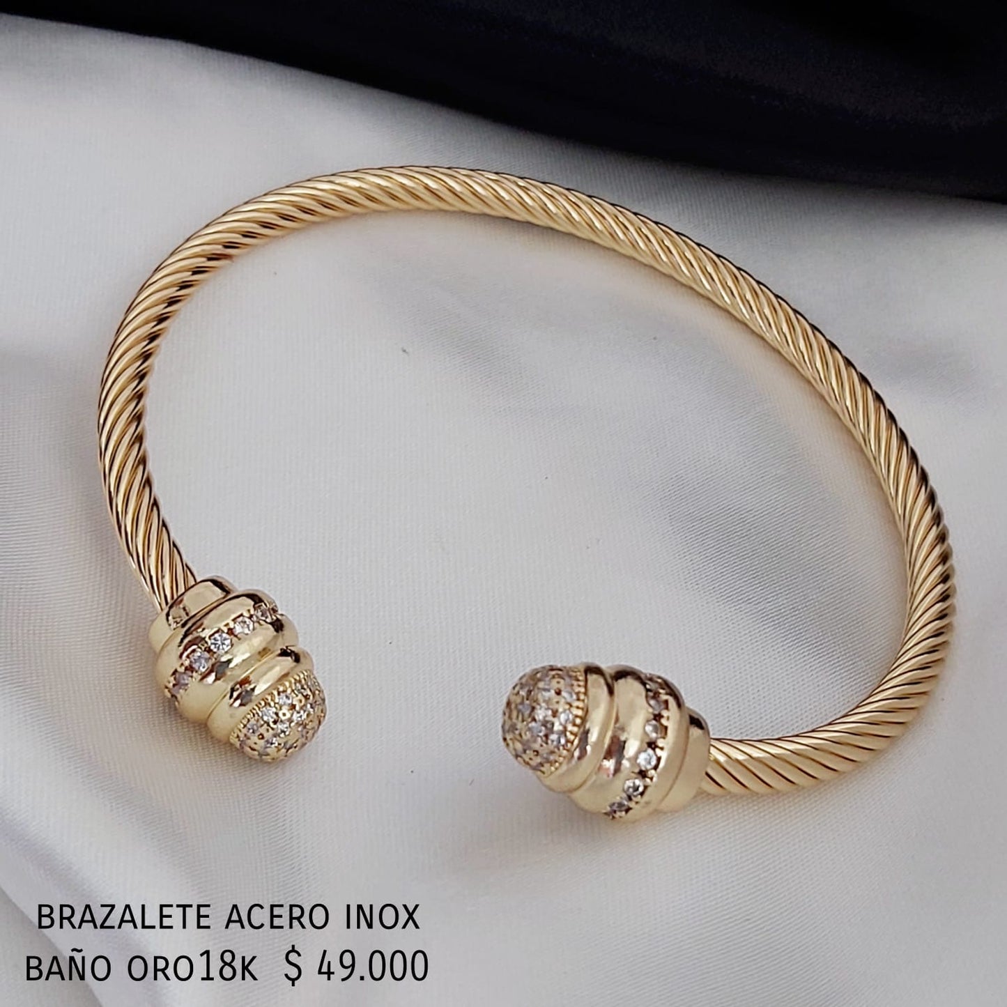 Brazalete acero inox baño oro18k