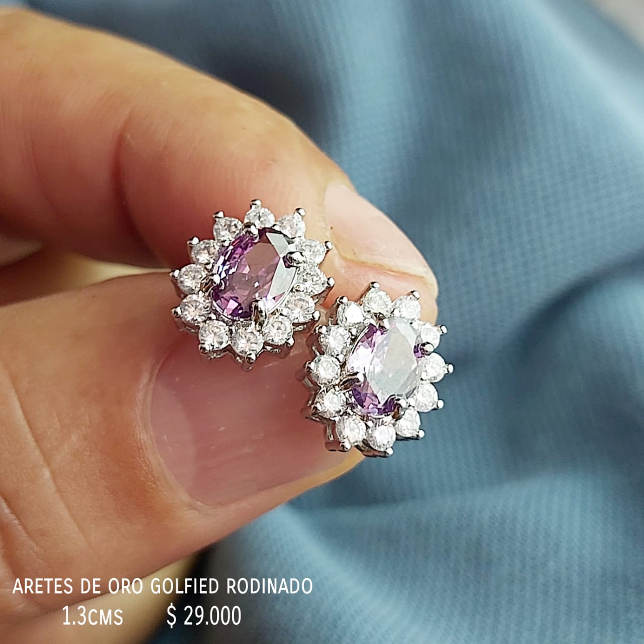 Aretes de oro golfield rodinado