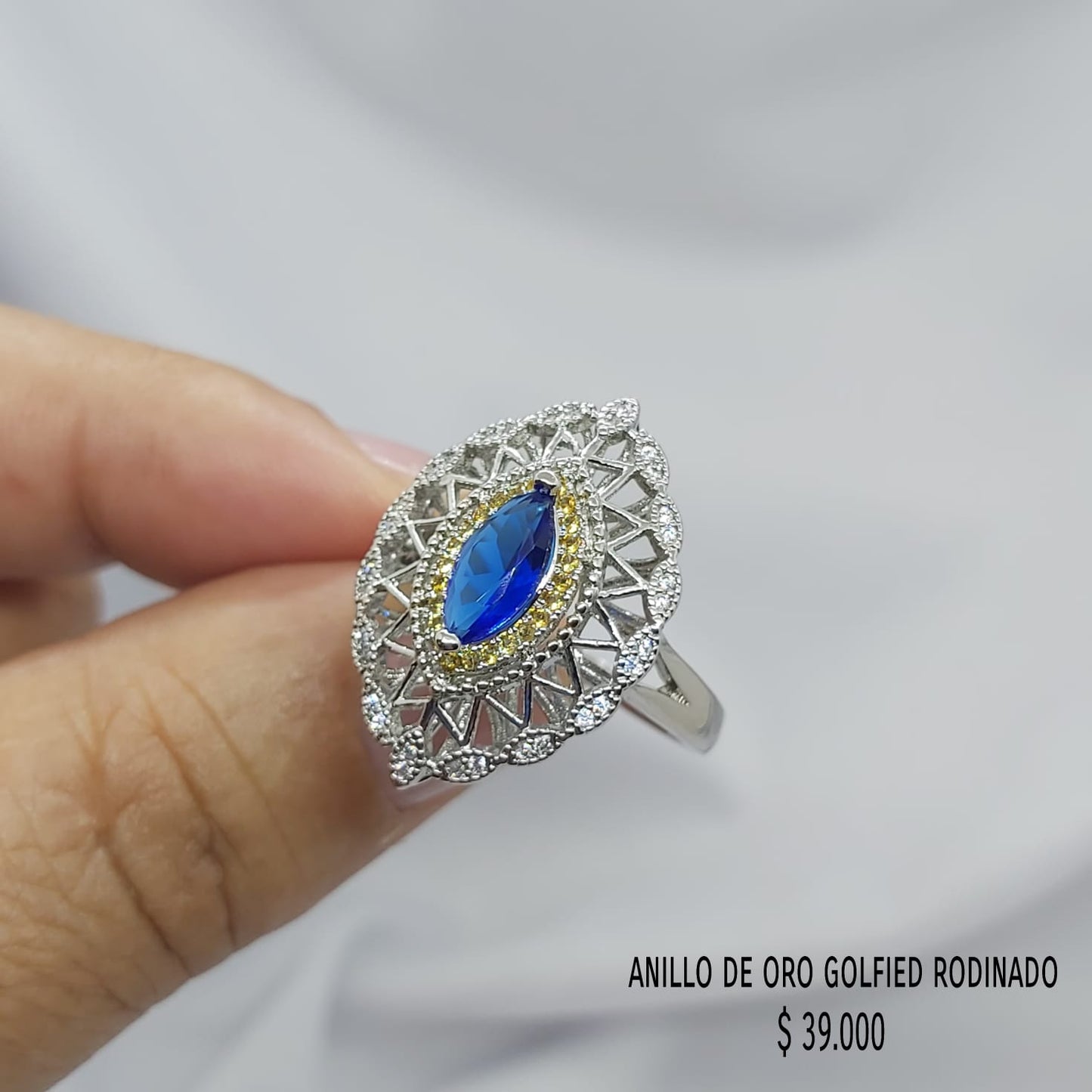 Anillo de oro golfield rodinado