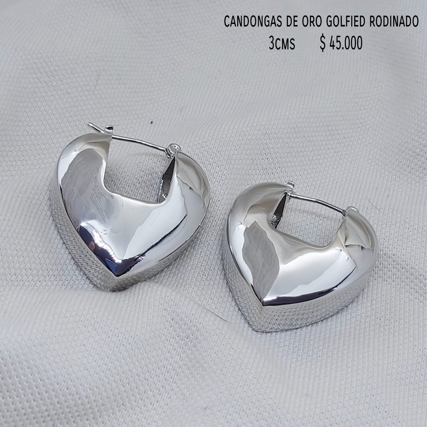 Candongas de oro golfield rodinado 3cms