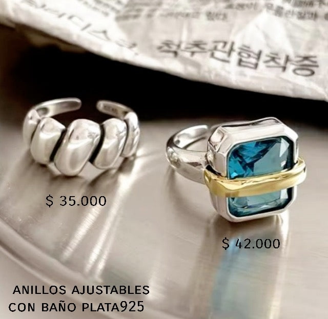 Anillo ajustable con baño de plata925