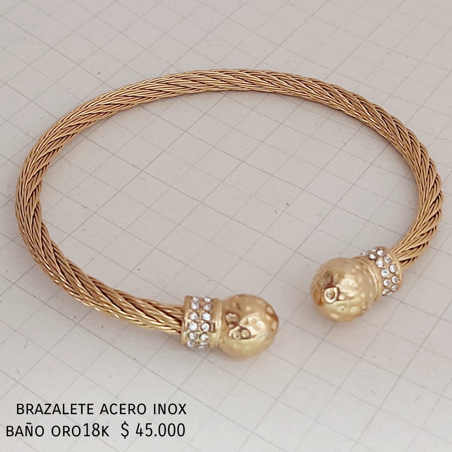 Brazalete acero inox baño oro18k