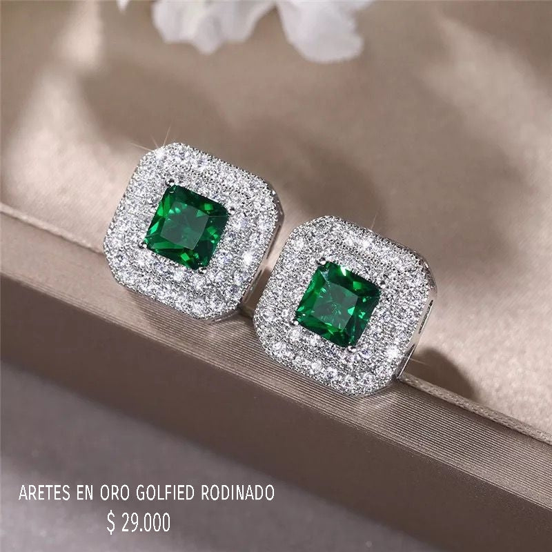 Aretes de oro golfield rodinado