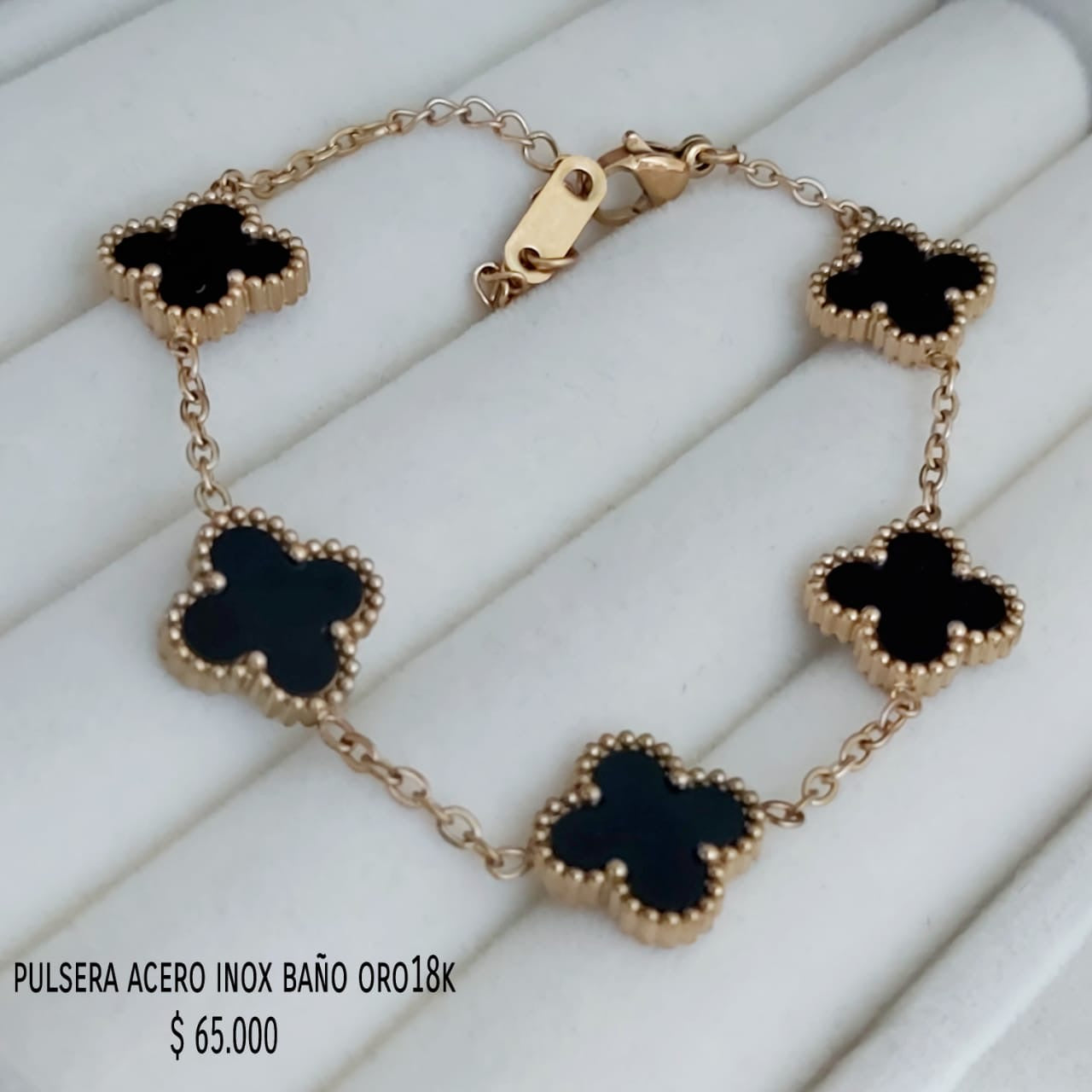 Pulsera acero inox baño oro18k