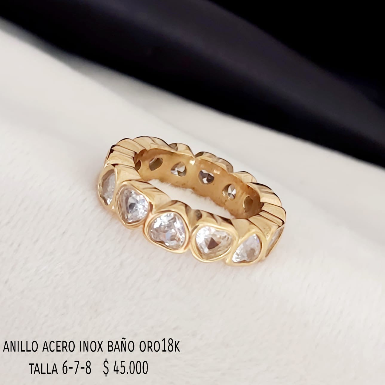 Anillo acero inox baño oro18k