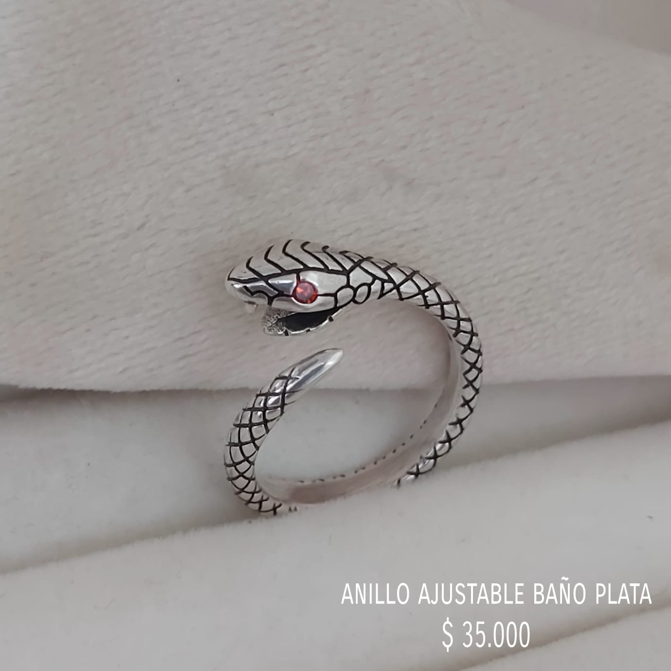 Anillo ajustable con baño plata